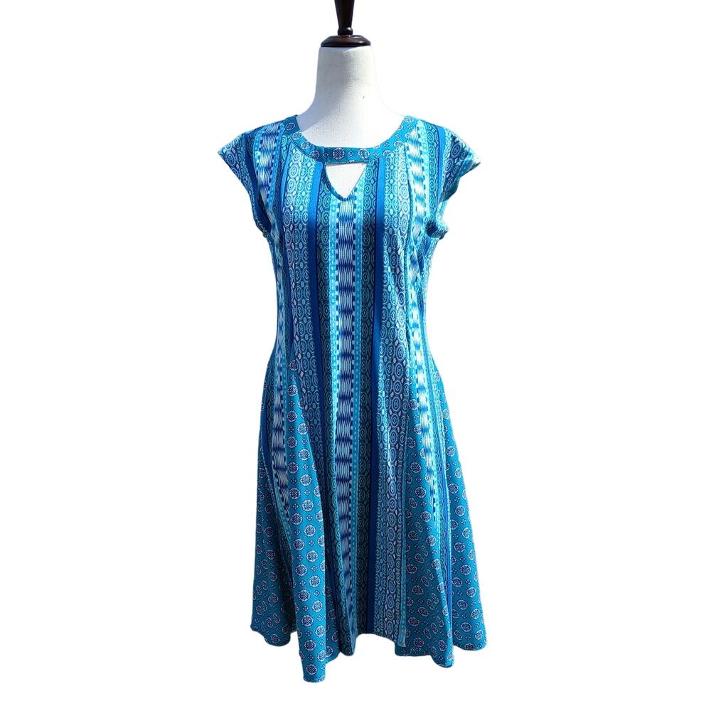New Directions Petite size PS Dress Above Knee Blues Greens EUC Petite Small
